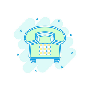 矢量卡通手机图标的漫画风格. 电话标志插图象形图.