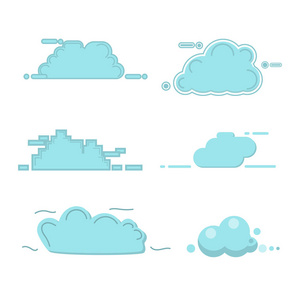 蓝云，白色背景，平面设计