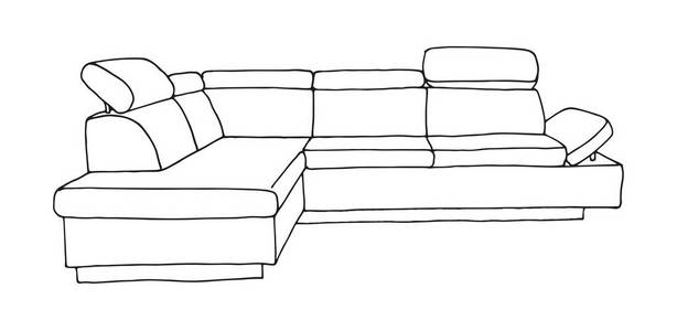 沙发孤立在白色背景上。 素描风格的矢量插图。