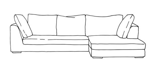 沙发孤立在白色背景上。 素描风格的矢量插图。
