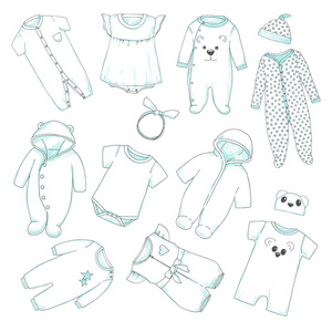 s clothing. Can be used as clothes for paper dolls. Vector illus