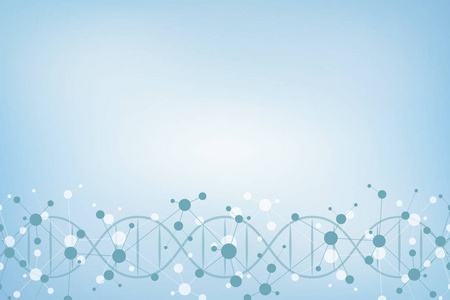 Dna 螺旋和分子结构。具有分子背景的科技概念