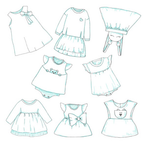 s clothing. Can be used as clothes for paper dolls. Vector illus