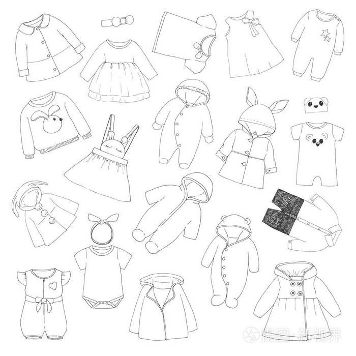s clothing. can be used as clothes for paper dolls. vector illus