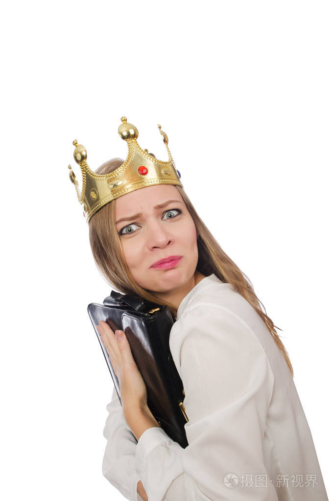 妇女女王戴皇冠查出的白色