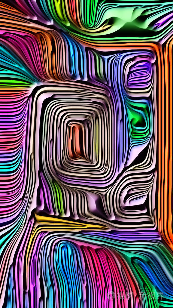 自然系列的曲线多色浮雕浮雕浮雕图案三维渲染的构成与自然形态几何的