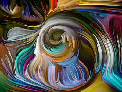 以创意,艺术,设计为主题的多色颜料条纹抽象设计照片