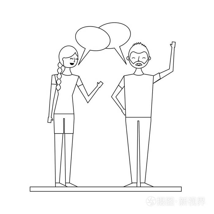 夫妻谈话与讨论性格与言语气泡矢量插图设计插画-正版商用图片13kclb