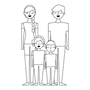 幼儿家庭父母及子女卡通矢量插图设计