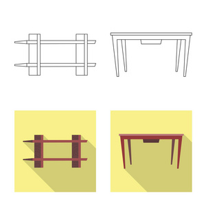 家具和公寓标志的孤立对象。家具和家庭股票矢量图的收集