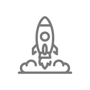 简单的火箭和宇宙飞船线图标。符号和标志插图设计。在白色背景下隔离