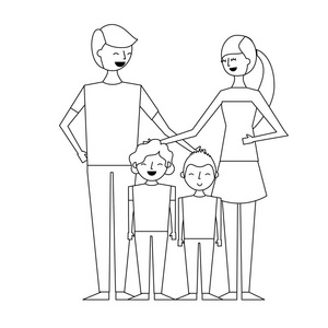幼儿家庭父母及子女卡通矢量插图设计