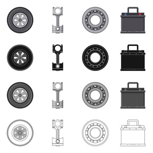 自动和部件符号的矢量设计。股票汽车和汽车矢量图标的采集