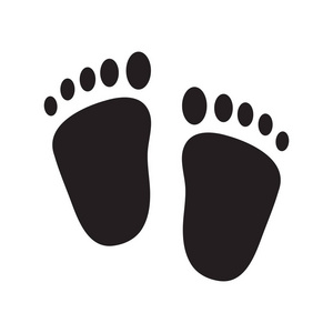 婴儿脚印的矢量轮廓。 婴儿脚轮廓。