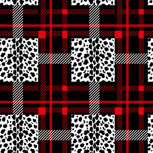 红黑色豹皮沙坦传统织物无缝图案矢量eps10