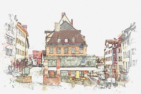 水彩建筑图片