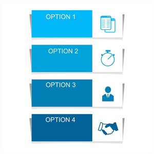 具有四个选项部分步骤级别或流程的业务数据的信息图形设计元素。 矢量图形插图。