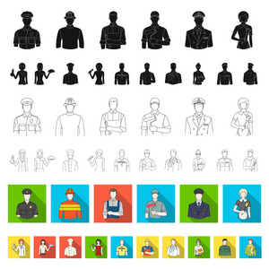 不同行业的人在集合中平面图标的设计。工作者和专家媒介标志股票网例证