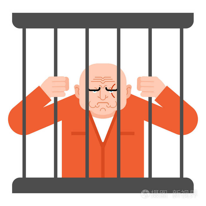 囚犯在监狱里 犯人被关在监狱里插画 正版商用图片13kuy6 摄图新视界