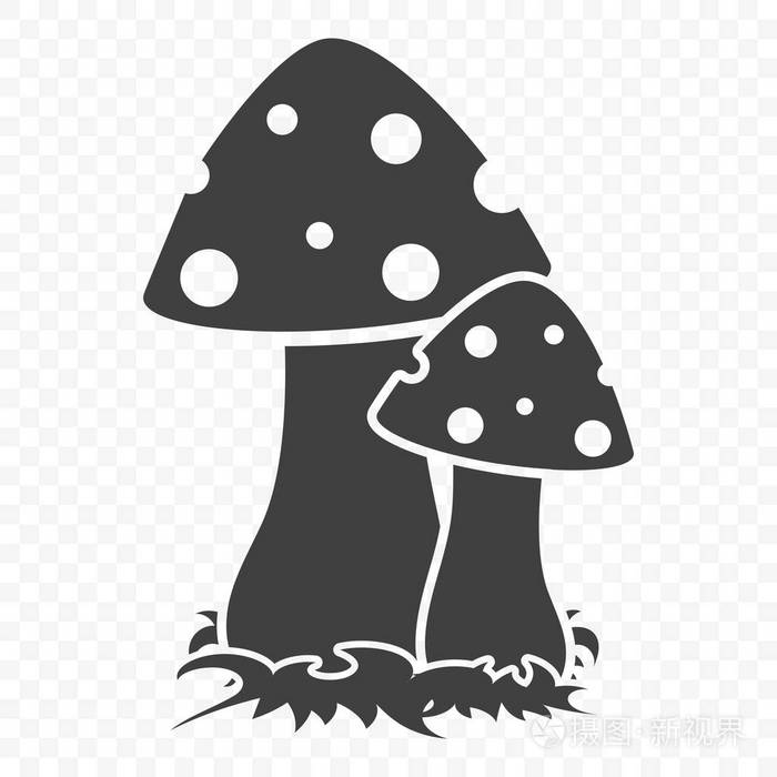 蘑菇图标透明背景上的矢量插图