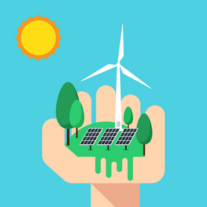 可再生能源和替代能源环境概念平面设计矢量图照片