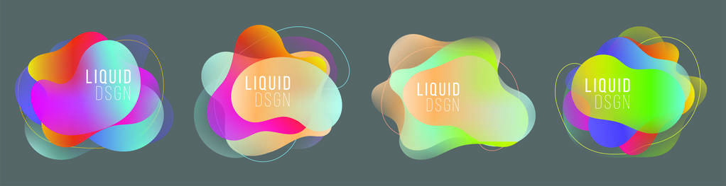 抽象液体形状设计。 五颜六色的液体设计。 标识概念。