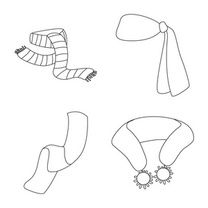围巾和披肩标志的孤立对象。套围巾和附件股票矢量插图