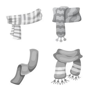 围巾和披肩标志的矢量插图。网巾及附件股票符号的收集