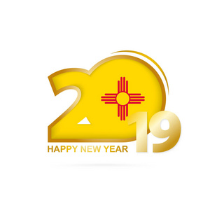 2019年新墨西哥州国旗图案。 新年设计快乐。 矢量图。