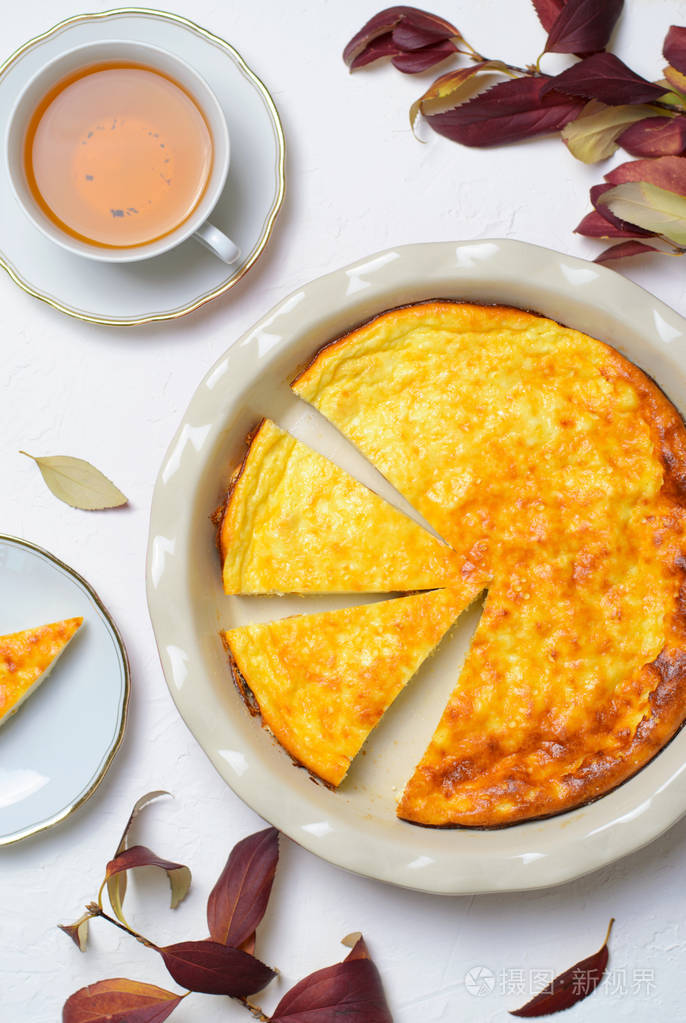 白底干酪派自制派秋茶提香