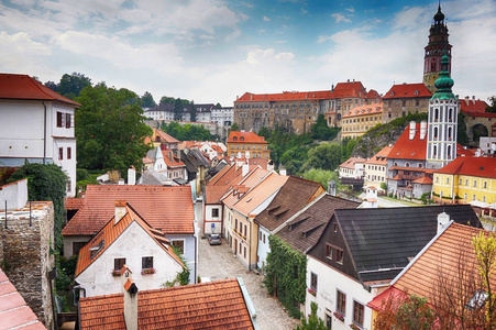 CestkyKrumlov城，从城堡塔俯瞰美景