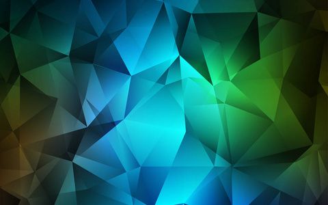 深蓝色绿色矢量背景与线条三角形。 插图与一组彩色三角形。 现代模板为您的登陆页面。