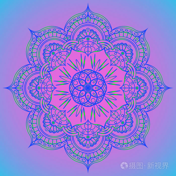 印度花卉佩斯利图案.向量例证.民族曼陀罗巾.向量指甲花纹身风格