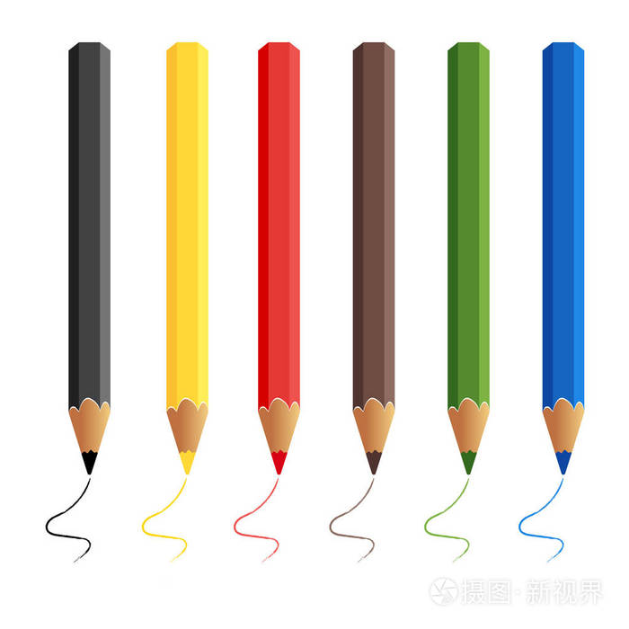 婴儿五颜六色的彩色铅笔. 矢量图. 每股收益10.