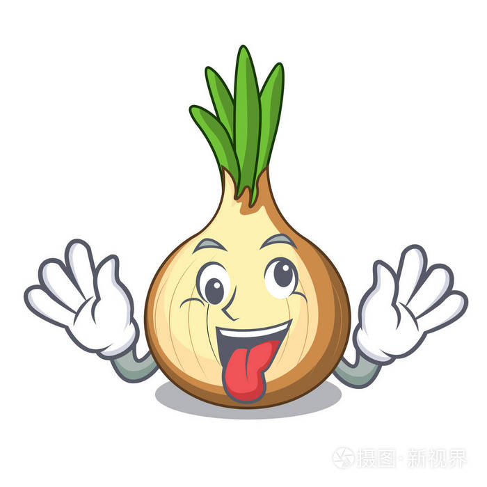 疯狂新鲜的黄色洋葱查出的吉祥物