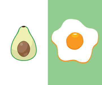 鳄梨和鸡蛋背景的矢量图。 食物背景。 健康的饮食。