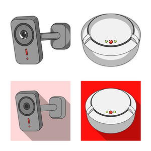 闭路电视和摄像标志的隔离对象。闭路电视及系统矢量图标收藏