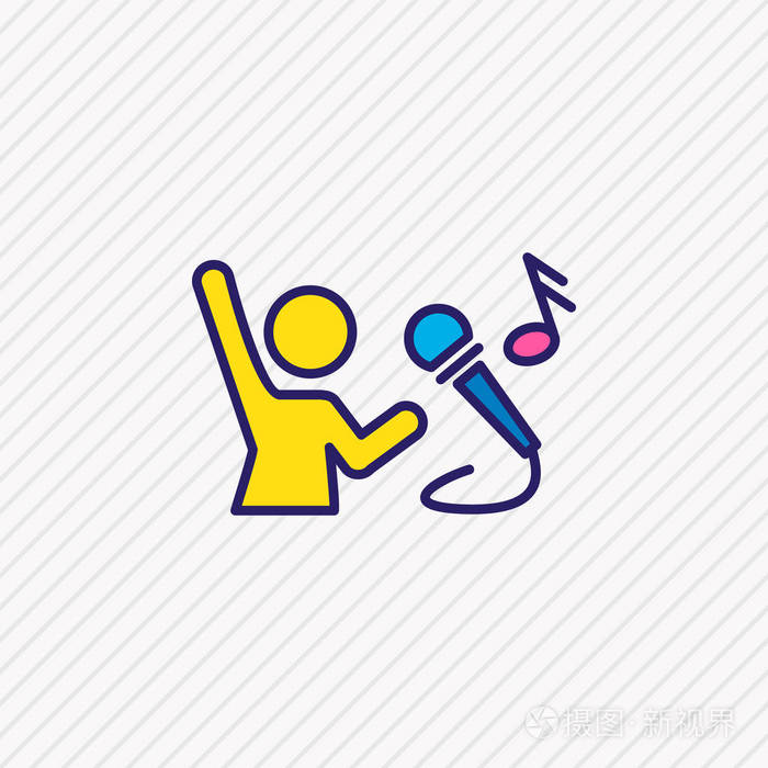 矢量插图的歌唱图标彩色线美丽的生活方式元素也可以用作歌手图标元素