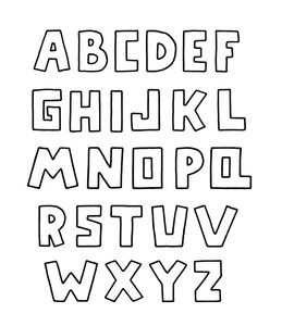 大写的英文字母.粗体字体剪贴画, 版式样式.手绘向量例证.