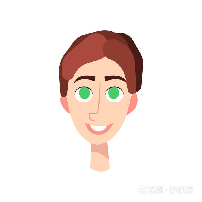 绿色大眼睛的年轻人棕色的头发和胡子