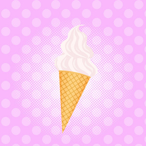 冰淇淋粉红背景甜点快餐概念平面设计