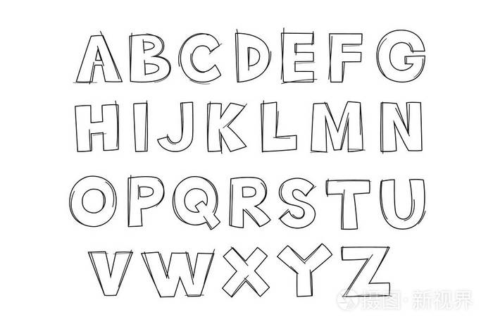 手绘涂鸦风格的英文字母