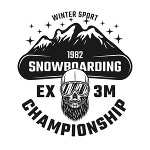 滑雪板锦标赛向量徽章