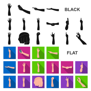 在集合中的手势和他们的意思平面图标设计。传播媒介符号股票的情感部分 web 插图