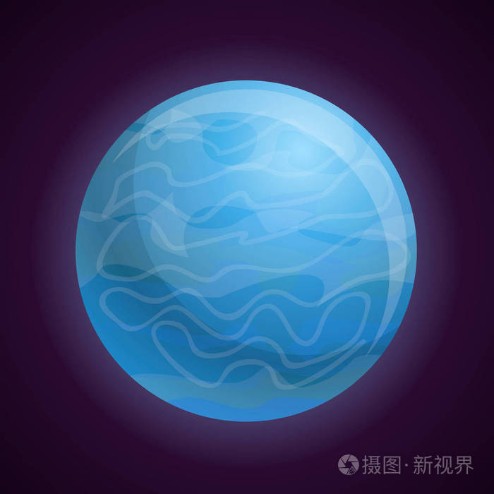 海王星行星图标,卡通风格