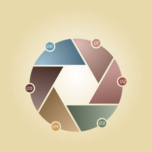 信息图表与梯度/在图片信息图表一个圆圈与梯度,没有文本在六个位置.