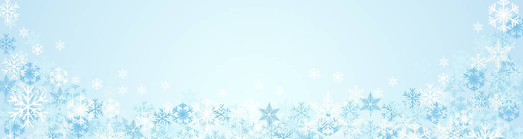 节日横幅圣诞节背景和冬季与复制空间。 蓝天上的雪和冰晶