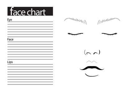 人脸图化妆师空白。 模板。 矢量图。