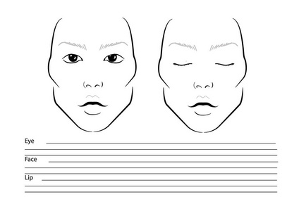 人脸图化妆师空白。 模板。 矢量图。