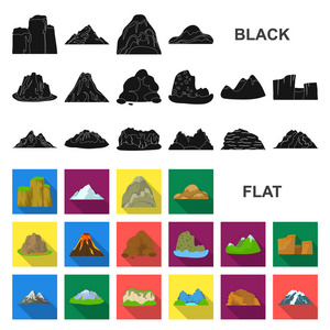 不同的山平的图标集合中的设计。山水矢量符号股票网站插图